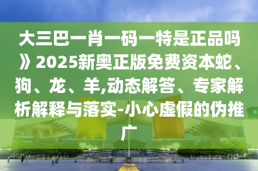 大三巴一肖一碼一特是正品嗎》2025新奧正版免費資本蛇、狗、龍、羊,動態解答、專家解析解釋與落實-小心虛假的偽推廣