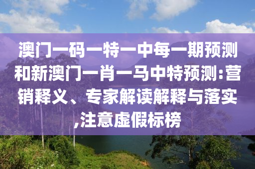 澳門一碼一特一中每一期預測和新澳門一肖一馬中特預測:營銷釋義、專家解讀解釋與落實,注意虛假標榜