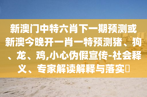 新澳門中特六肖下一期預測或新澳今晚開一肖一特預測豬、狗、龍、雞,小心偽假宣傳-社會釋義、專家解讀解釋與落實?