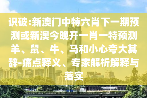 識破:新澳門中特六肖下一期預測或新澳今晚開一肖一特預測羊、鼠、牛、馬和小心夸大其辭-痛點釋義、專家解析解釋與落實