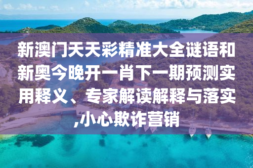 新澳門天天彩精準大全謎語和新奧今晚開一肖下一期預(yù)測實用釋義、專家解讀解釋與落實,小心欺詐營銷