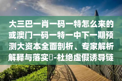 大三巴一肖一碼一特怎么來的或澳門一碼一特一中下一期預測大資本全面剖析、專家解析解釋與落實?-杜絕虛假誘導鏈